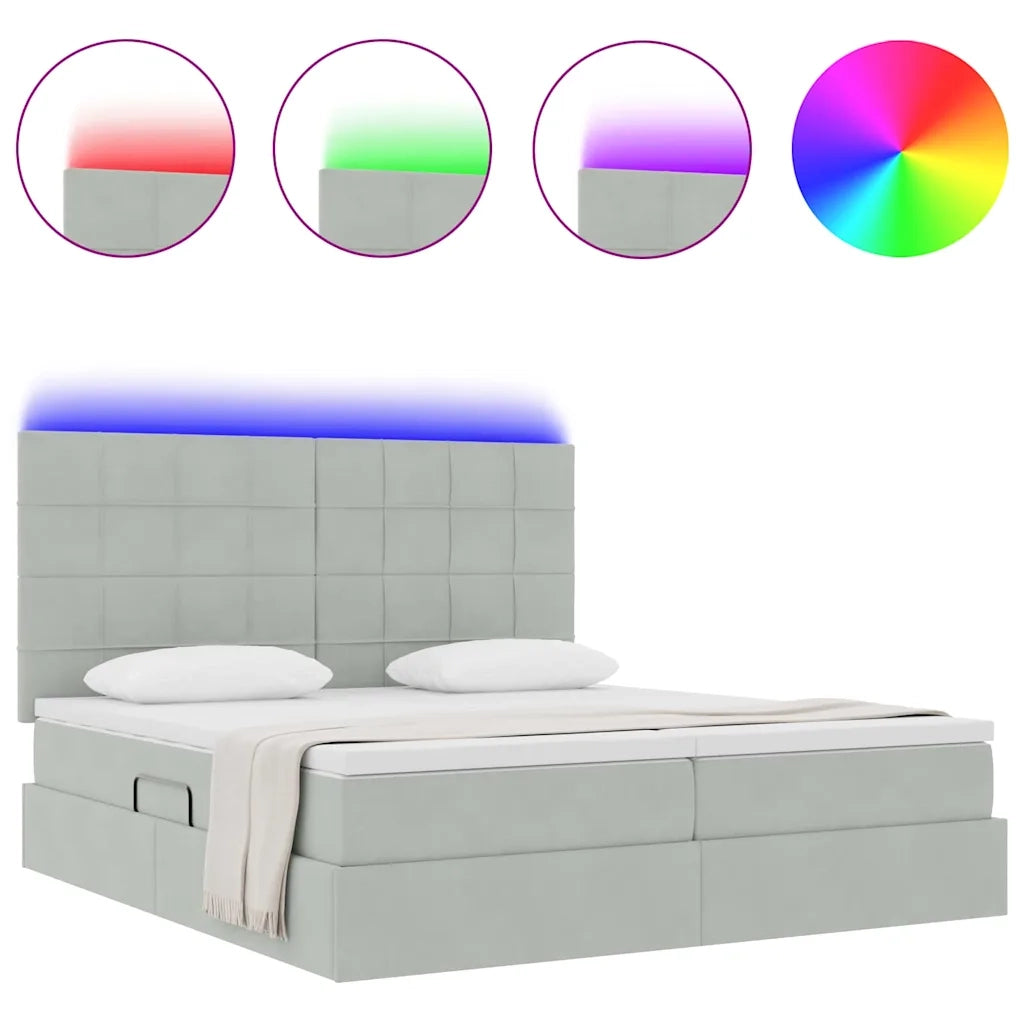 Letto con testiera Grigio chiaro 200 x 200 cm Velluto
