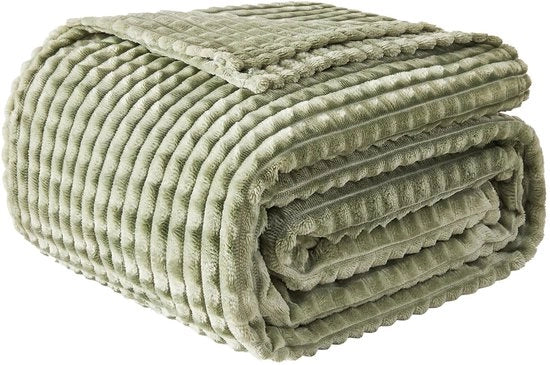 Deconfortabile Fluffy - Esperienza di tocco 3D, Piumino morbido e caldo in lana, Piumino per divano, Piumino per letto, Piumino per salotto, Grigio-verde, 130 x 150 cm