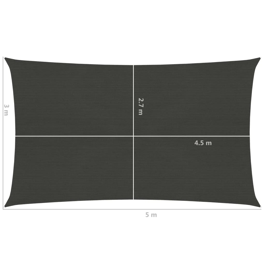Vela ombreggiante/ombrellone 160 g/m² antracite 3 x 5 m HDPE 02_0008926