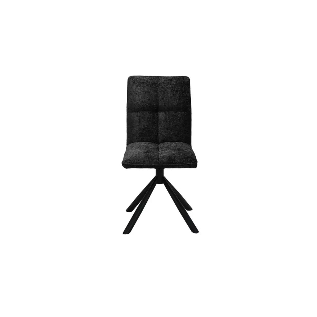Sedia da pranzo girevole DANIEL - Tessuto grigio scuro - Gambe in metallo nero - Altezza 96,5 cm - Stile design/industriale