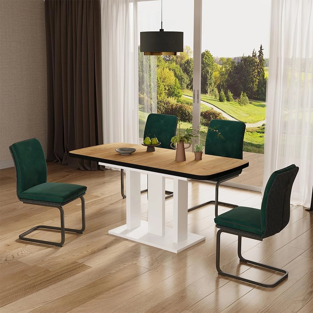 tavolo da pranzo allungabile Fenaro, Quercia dorata/bianco, 120 x 80 cm 2 parti, allungabile con prolunga a inserto per un'estensione flessibile del tavolo