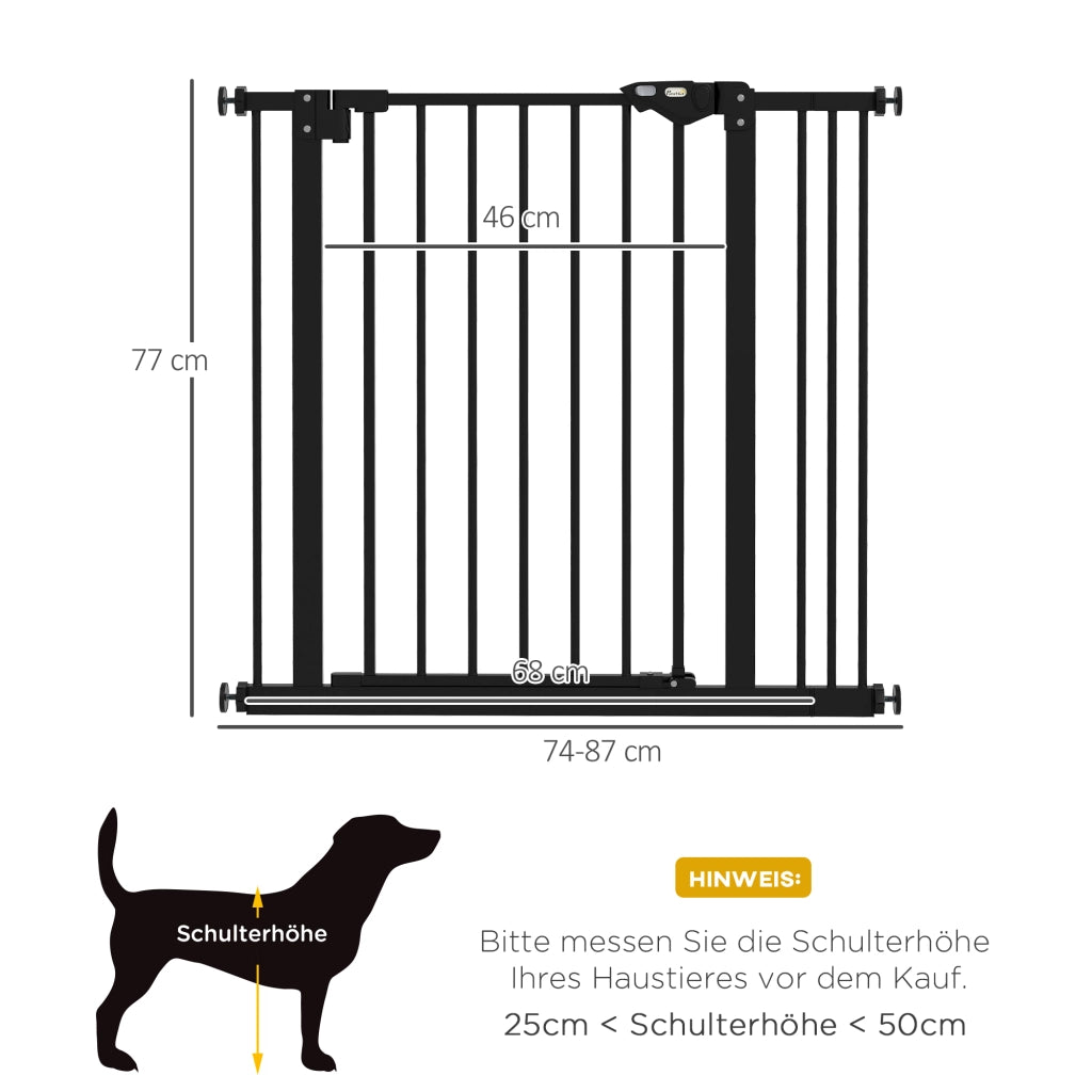 Cancello di Sicurezza per Cani ¨C Zephmum ¨C Nero, Metallico, 74-87 cm
