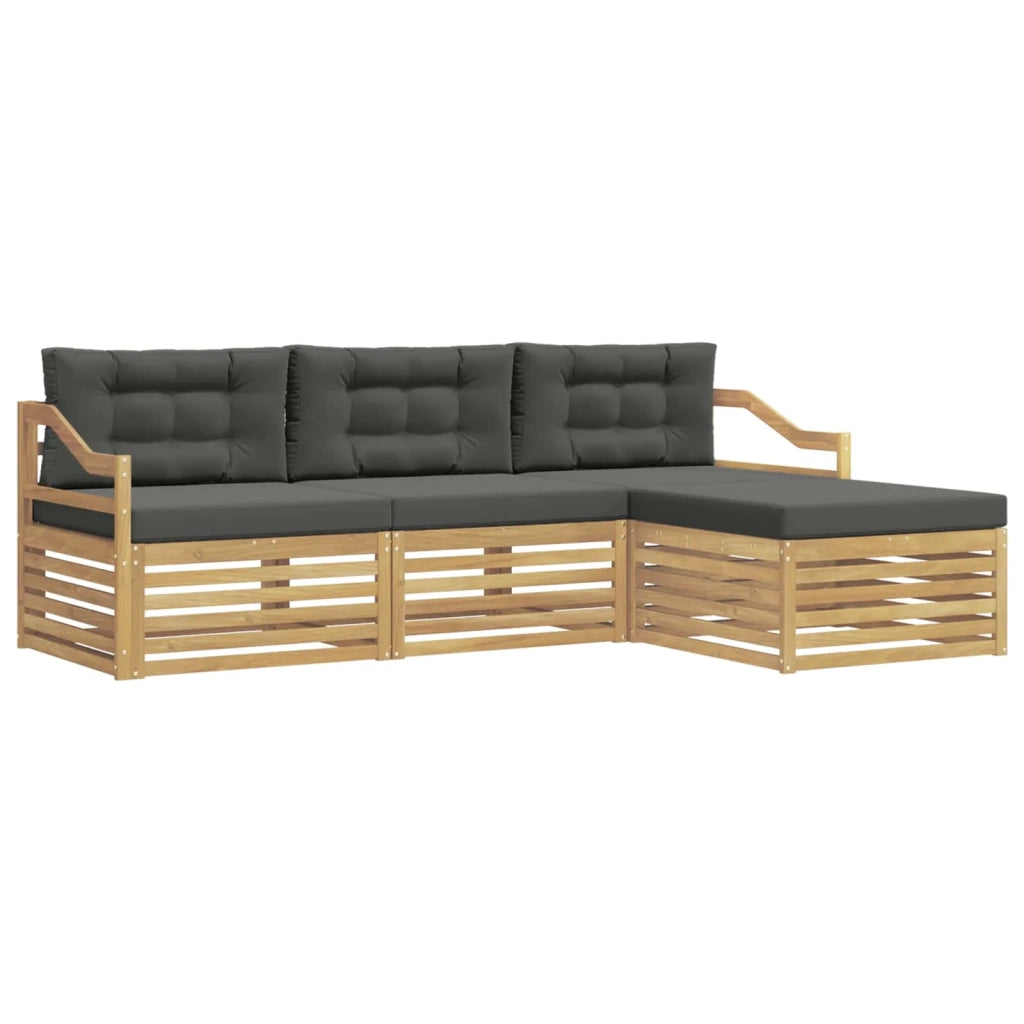 Set di divani da esterno 4 pz Bianco e Antracite Poliestere 3390302