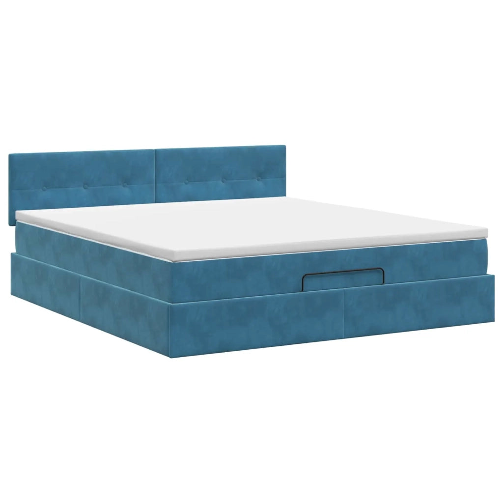 Letto ottomano con materasso Blu Scuro 180 x 200 cm Velluto 3456577