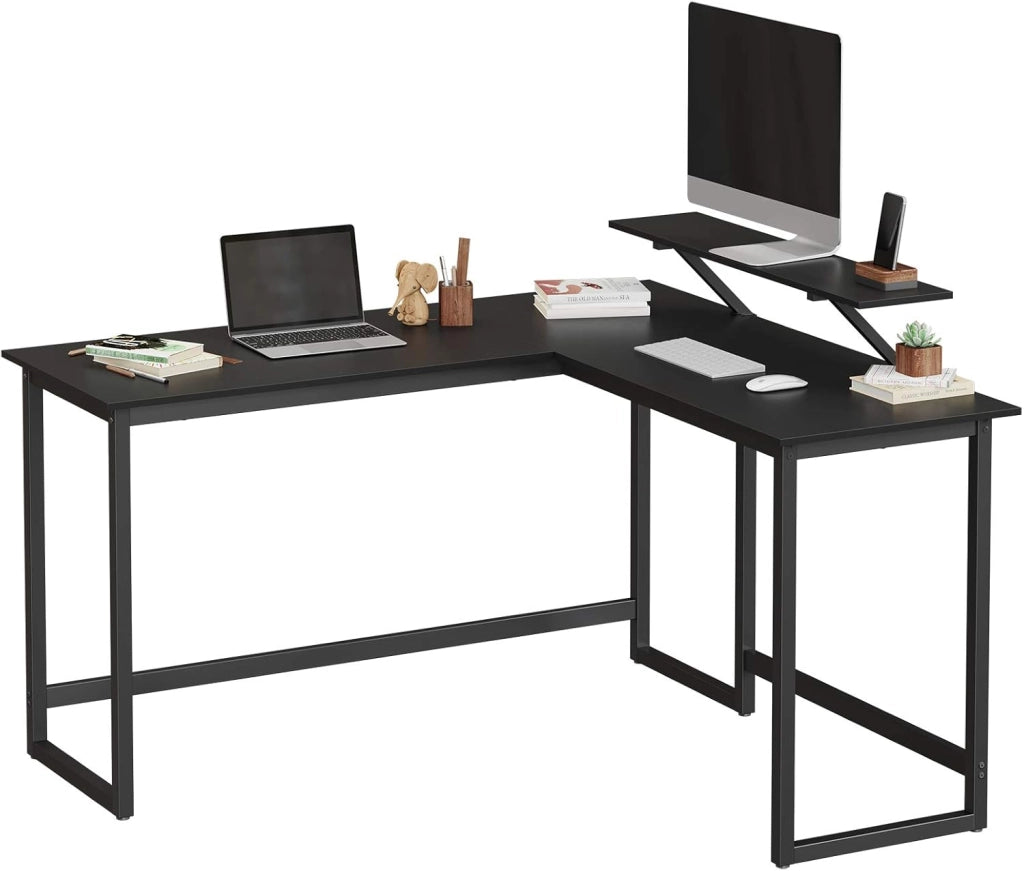 VASAGLE Scrivania per computer, stazione di lavoro a forma di L, scrivania angolare industriale con supporto per monitor, per casa, ufficio, studio, scrittura e gioco, salvaspazio, facile da montare,