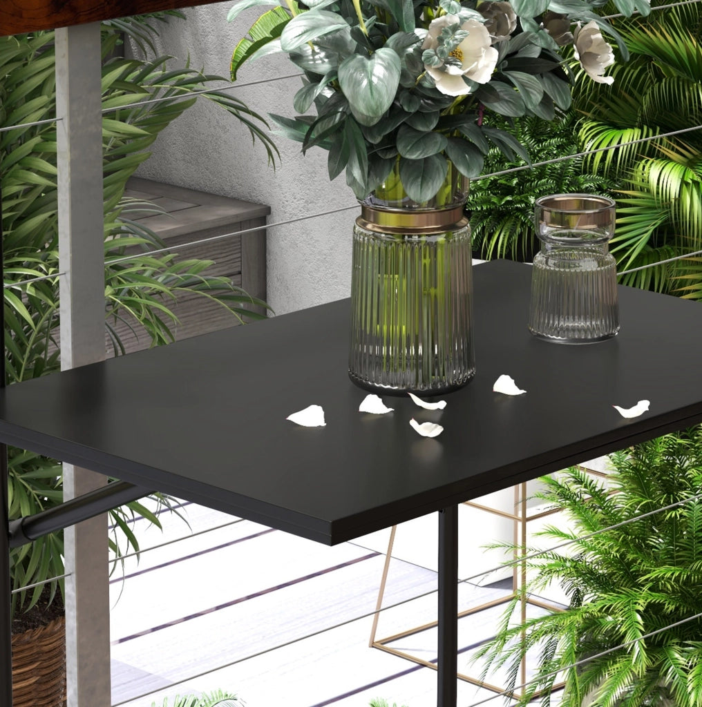 Tavolo da balcone nero 62 x 60 x 85;5 cm in metallo; altezza regolabile