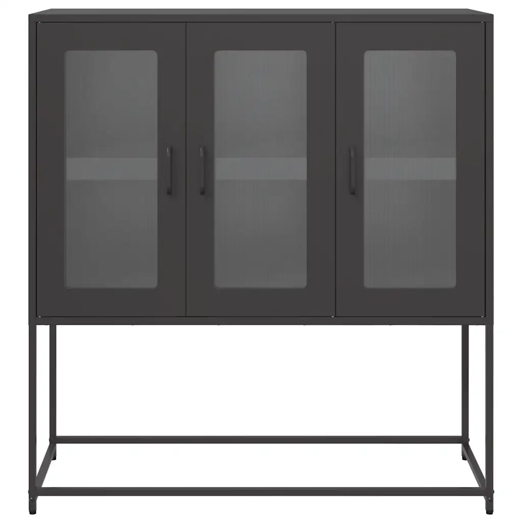 Credenza Nera 100,5x39x107 cm in Acciaio Laminato a Freddo
