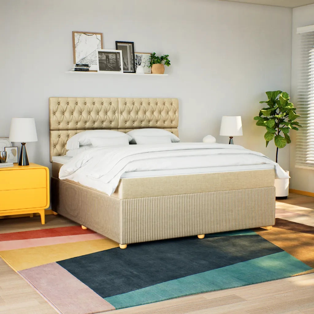 Giroletto a Molle con Materasso Crema 180x200 cm in Tessuto 3294447