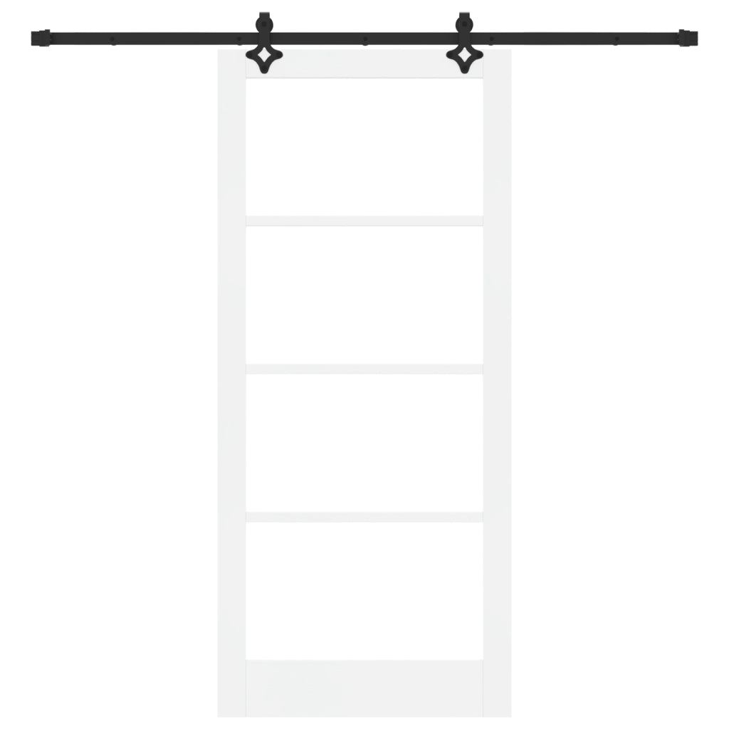 Porta Scorrevole  con Set di Hardware Bianca 93x211 cm in Legno Massello di Pino