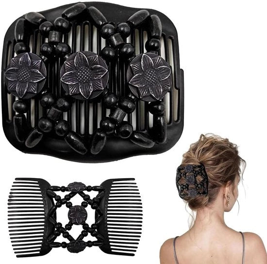 Haarkam elastico con perle e clip estensibile, 1 pezzo di haarkam magico con clip doppia per ragazze, accessori capellini eleganti, clip capellino elegante per donne, haarkam per styling capelli