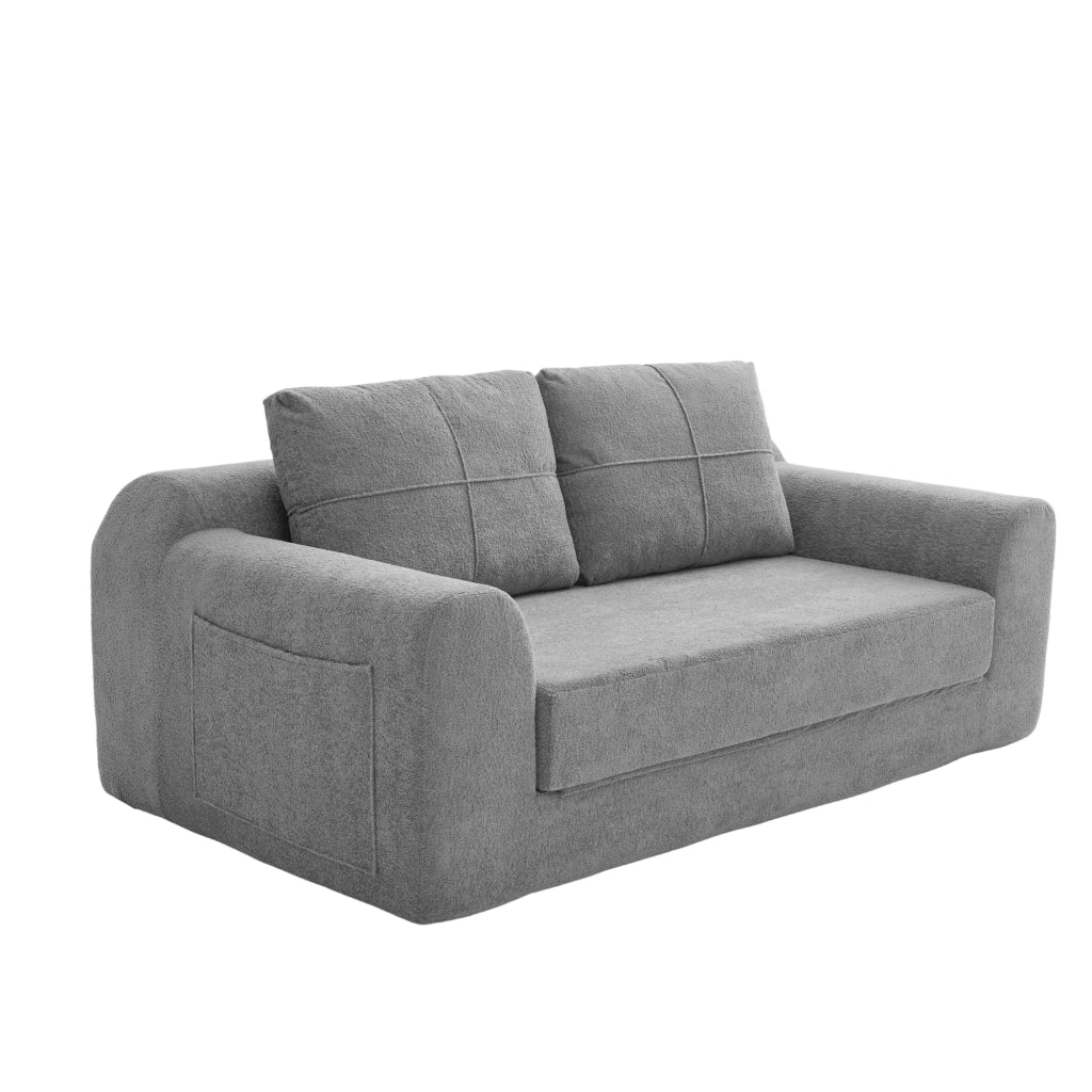 divano letto da pavimento 2 in 1 pieghevole con cuscini; funzione letto; tessuto velluto grigio scuro