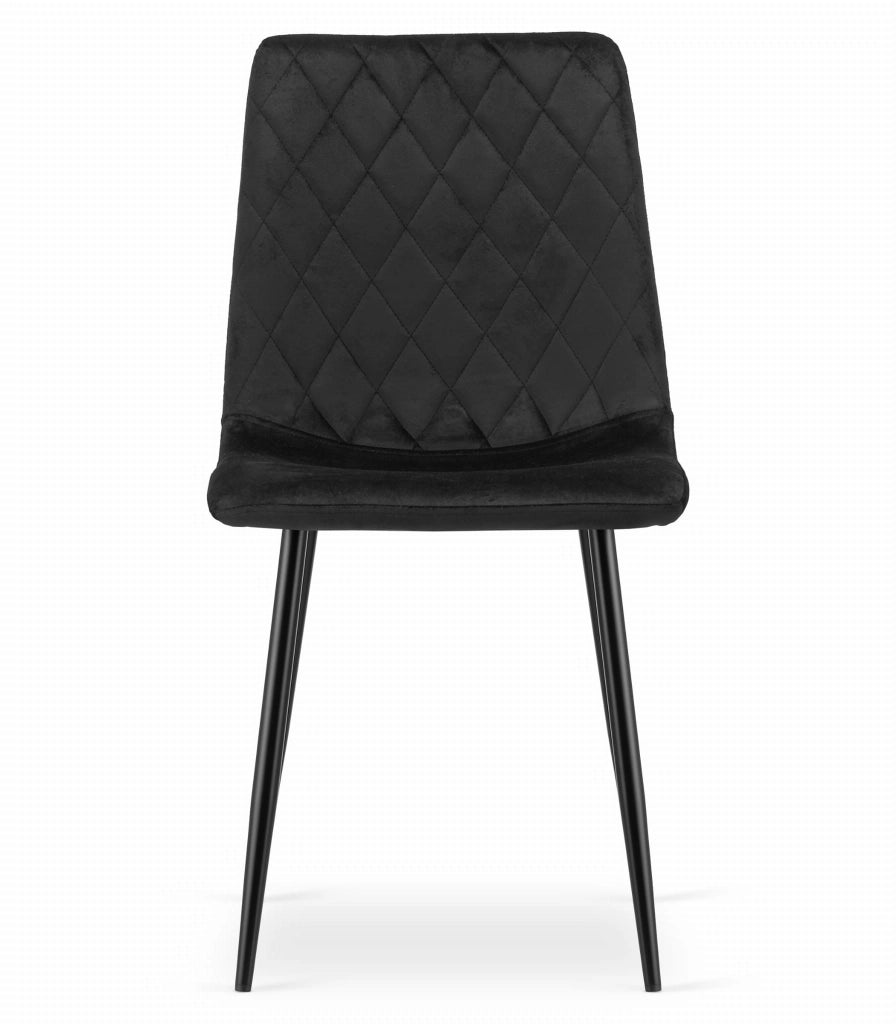 Sedia VALORA TURIN - Sedie da pranzo ergonomiche in velluto nero x2