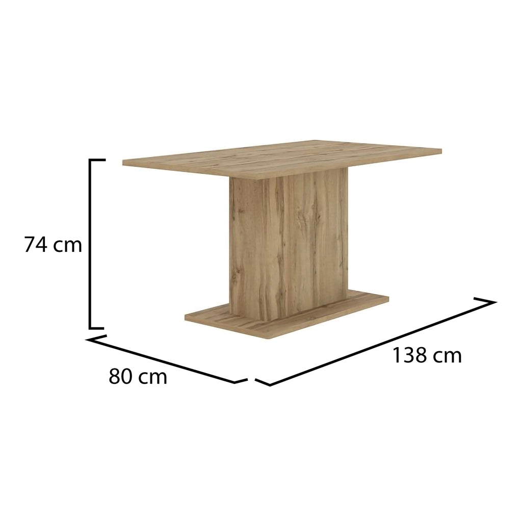 Litarari, Tavolo Fisso 6 Posti, 138x80x74h cm Marrone Rovere Scuro