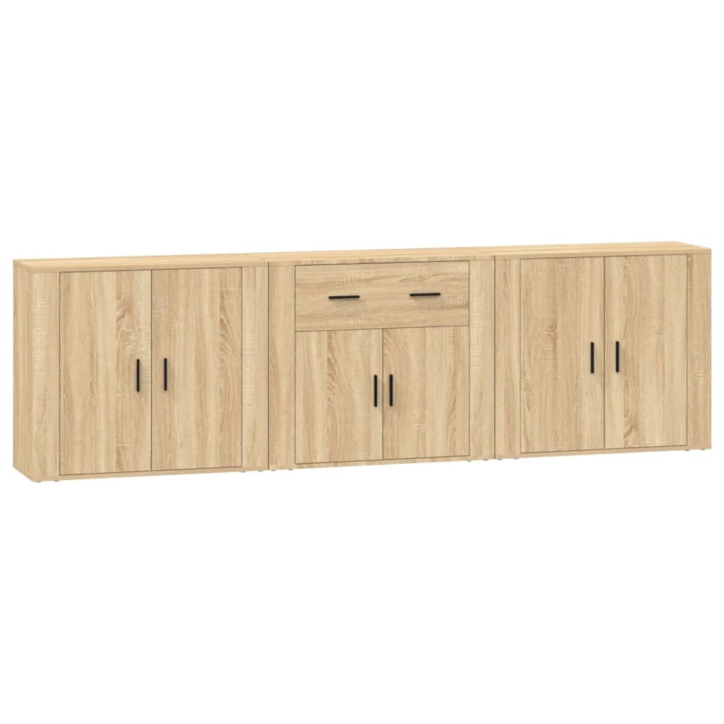 Buffet credenza cassettiera armadio mobile contenitore organizer per cucina soggiorno salotti 3 pezzi legno ingegnerizzato Sonoma marrone 02_0037100