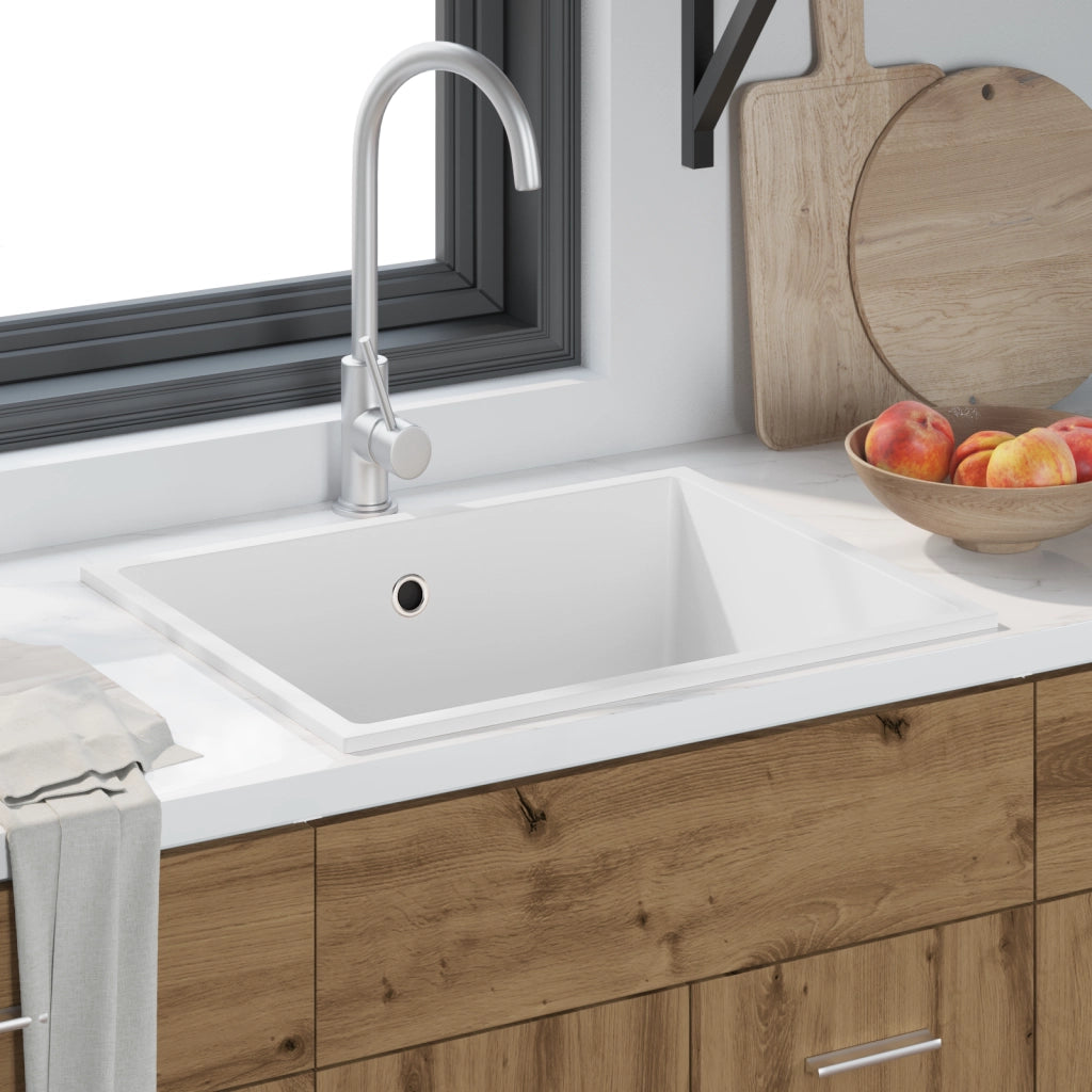 Lavandino da Cucina con Foro di Troppo Pieno Granito Bianco