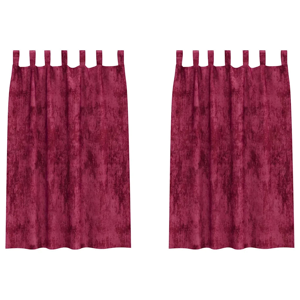 Tende in Velluto 2 pz Rosso vino 175 x 140 cm Velluto