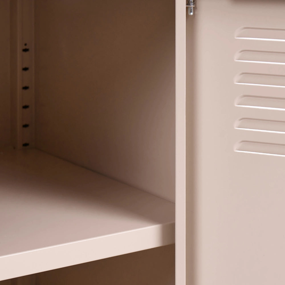 Credenza in acciaio, 3 ante, ripiani regolabili, beige stile industriale home office