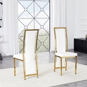 Sedie da Pranzo Set 2 Pezzi ¨C Xylo ¨C Ecopelle Bianca Gambe in Metallo Oro