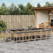 Set Pranzo da Giardino 17 pz con Cuscini Beige Misto Polyrattan