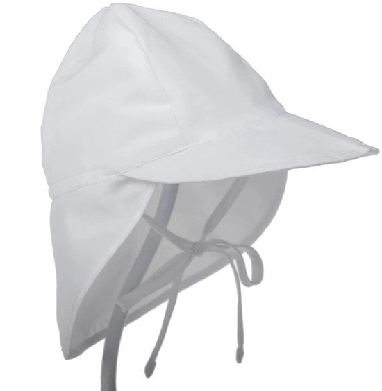 Cappello per bambini, sombrero estivo per bambini, cappello per neonati con protezione collo e strisce, cappello flapper, cappello per il sole UV (S: adatto per misure di capo 48-54 cm) - Bianco
