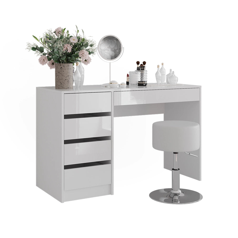 Vicco Tavolo da toeletta Bianco/bianco lucido 119.8 cm con sgabello