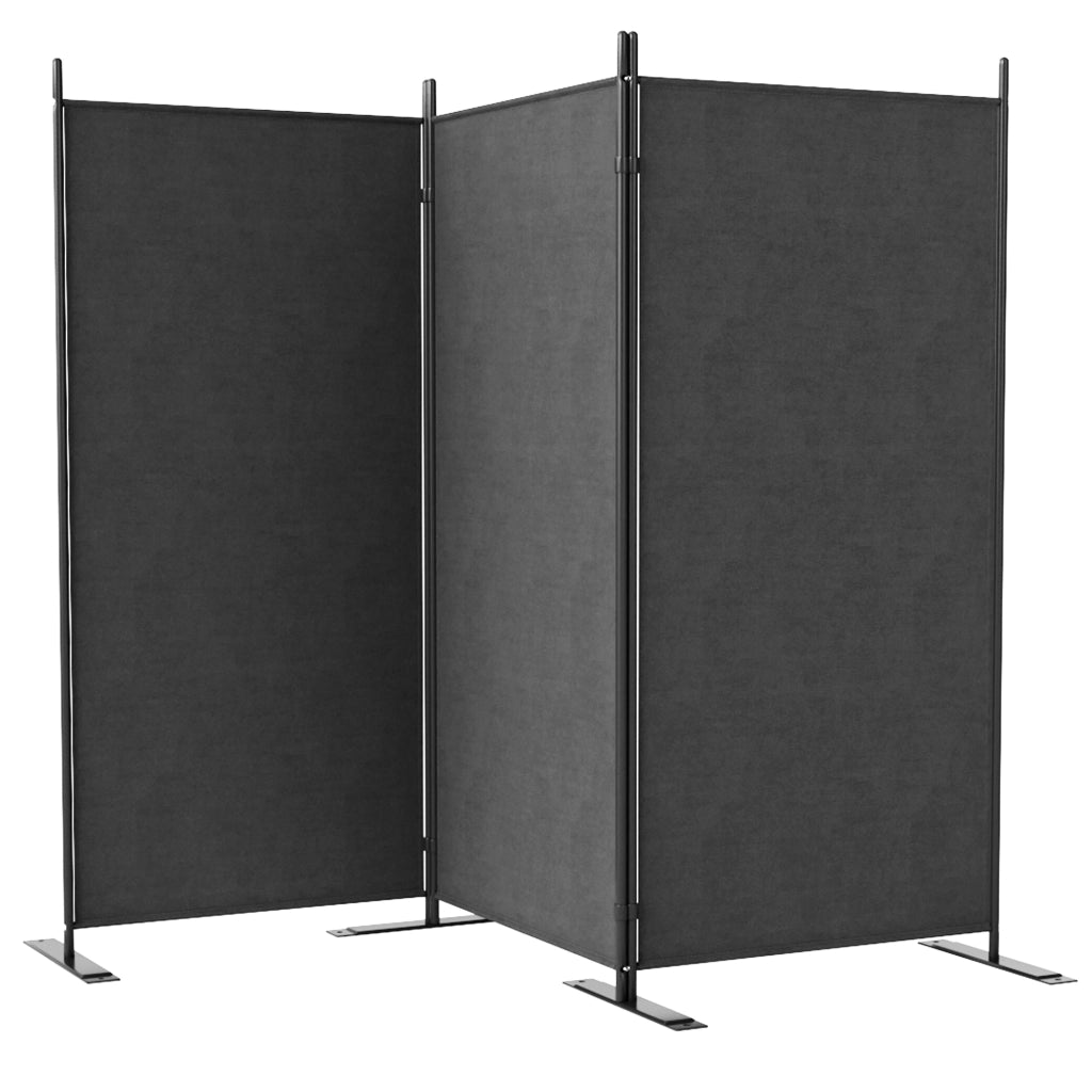 Paravento da Esterno a 3 Pannelli Pieghevole e Regolabile, in Poliestere e Metallo, 252x44x176 cm, Grigio Carbone