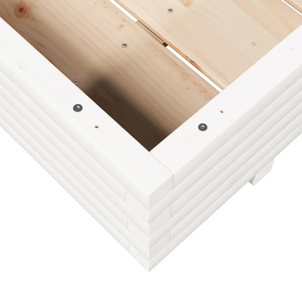 Fioriera da Giardino Bianca 110x110x26,5 cm in Legno di Pino 847324