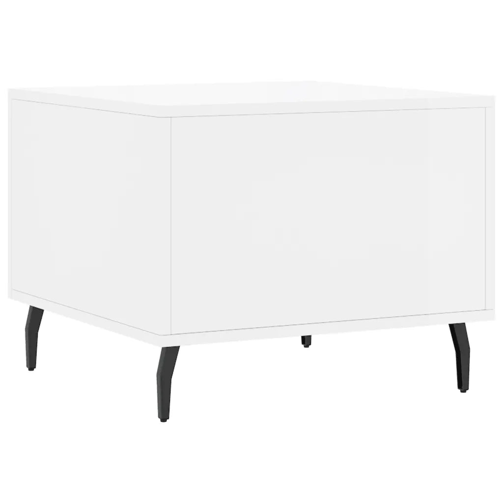 Tavolino da Salotto Bianco Lucido 50x50x40 cm Legno Multistrato 829432