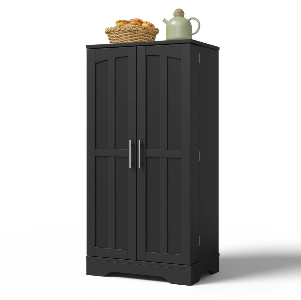Credenza alta 120x60x40 cm con luce LED sensore; ripiani regolabili in MDF nero
