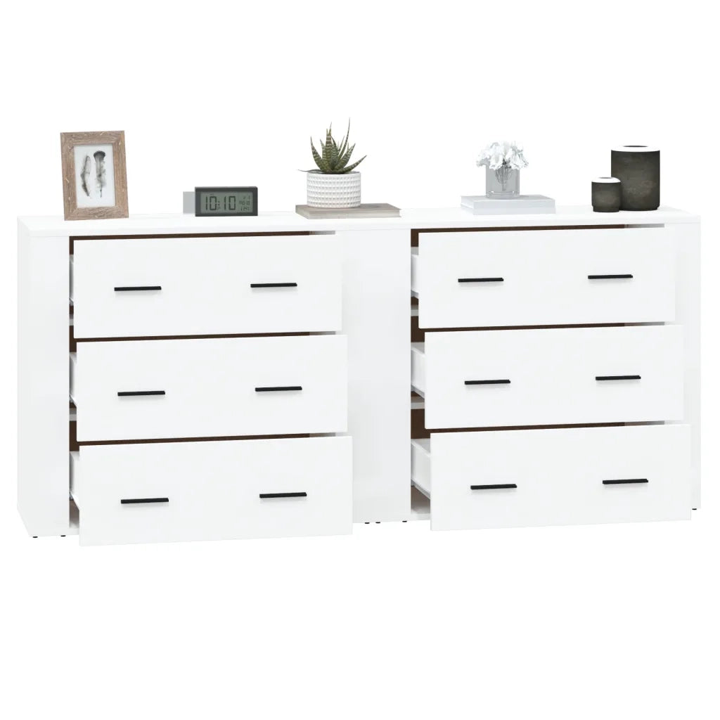 Credenze 2 pz | Madia | Buffet da pranzo | Armadio da pranzo Bianche in Legno Multistrato