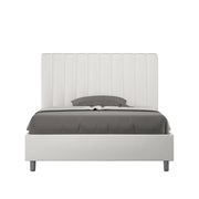 Letto matrimoniale francese contenitore imbottito 140x190 similpelle bianco Agueda
