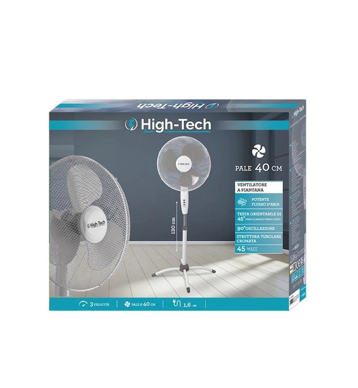 HIGH-TECH VENTILATORE A PIANTANA 3 VELOCITÀ 45 WATT COLORE BIANCO