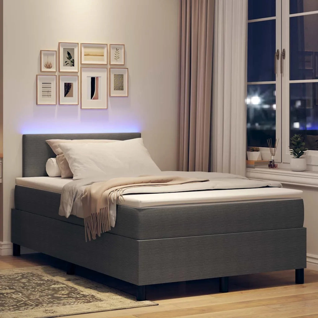 Letto a Sorgente LED Grigio chiaro e bianco 120 x 200 cm 3337595