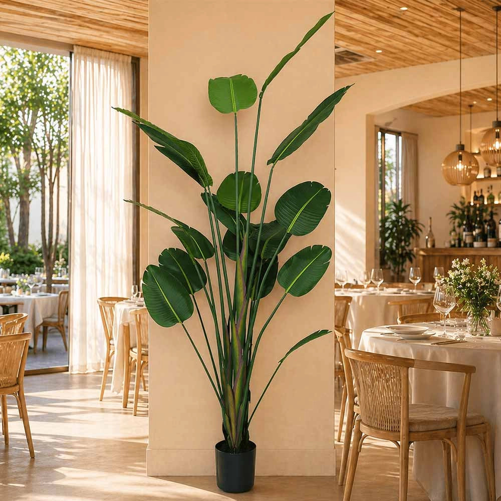 Strelitzia Artificiale con vaso pianta finta realistica decorativa h 210 cm