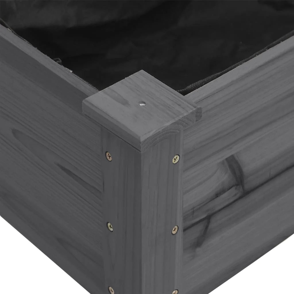 Fioriera rialzata per piante fiori patio giardino su ruote con rivestimento 71 x 37 x 80 cm legno di abete grigio 02_0038728