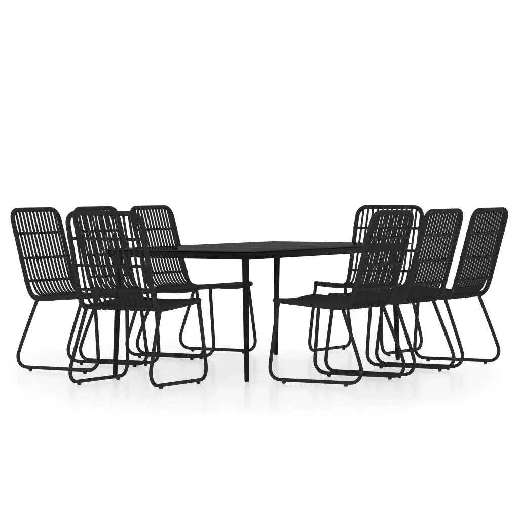 Set da Pranzo per Giardino 9 pz con Cuscini Nero cod mxl 41568