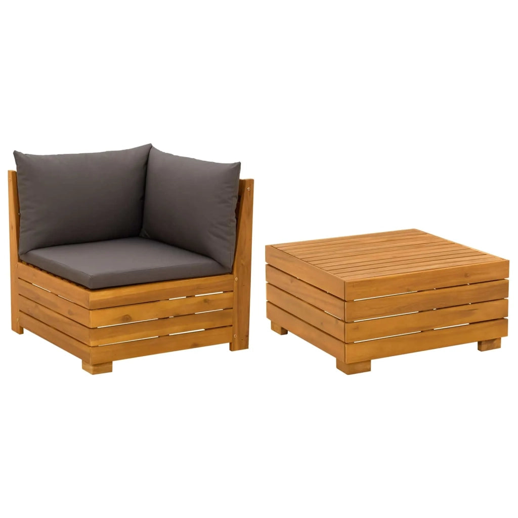 2 Pezzo Set Lounge da Giardino Legno di Acacia Massello Marrone 42022439