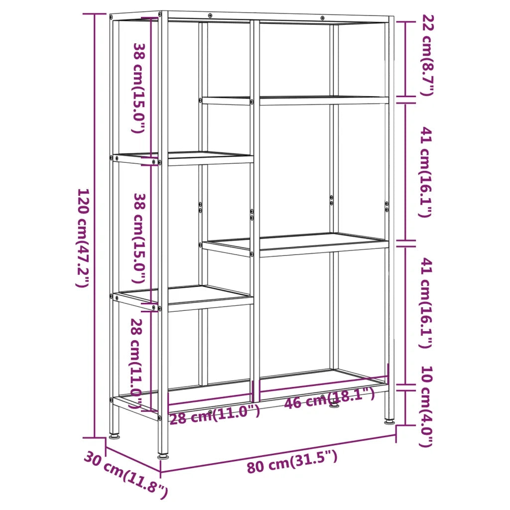 Scaffale per Libri 80x30x120 cm Acciaio e Legno Multistrato cod mxl 6731