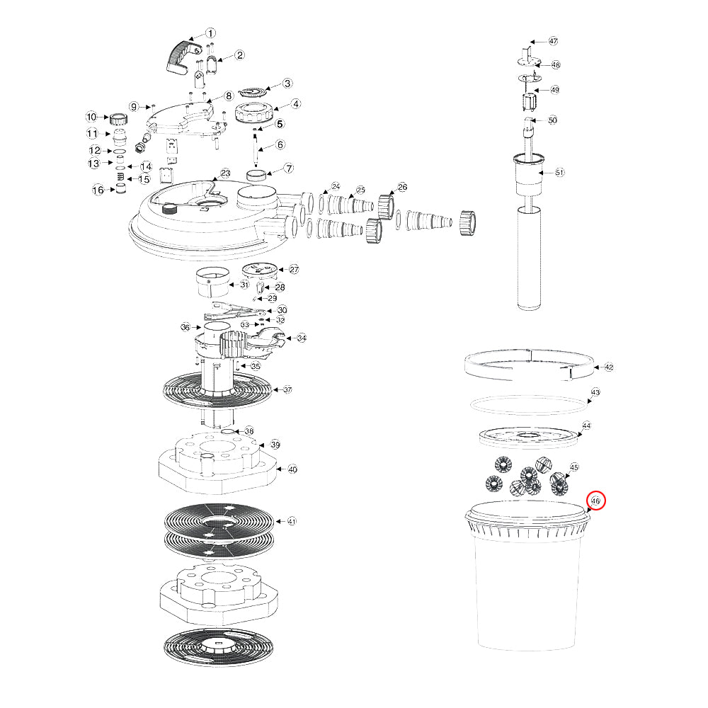 Ricambio per biofiltro a pressione per laghetti CPF-250 Contenitore filtro Portafiltro