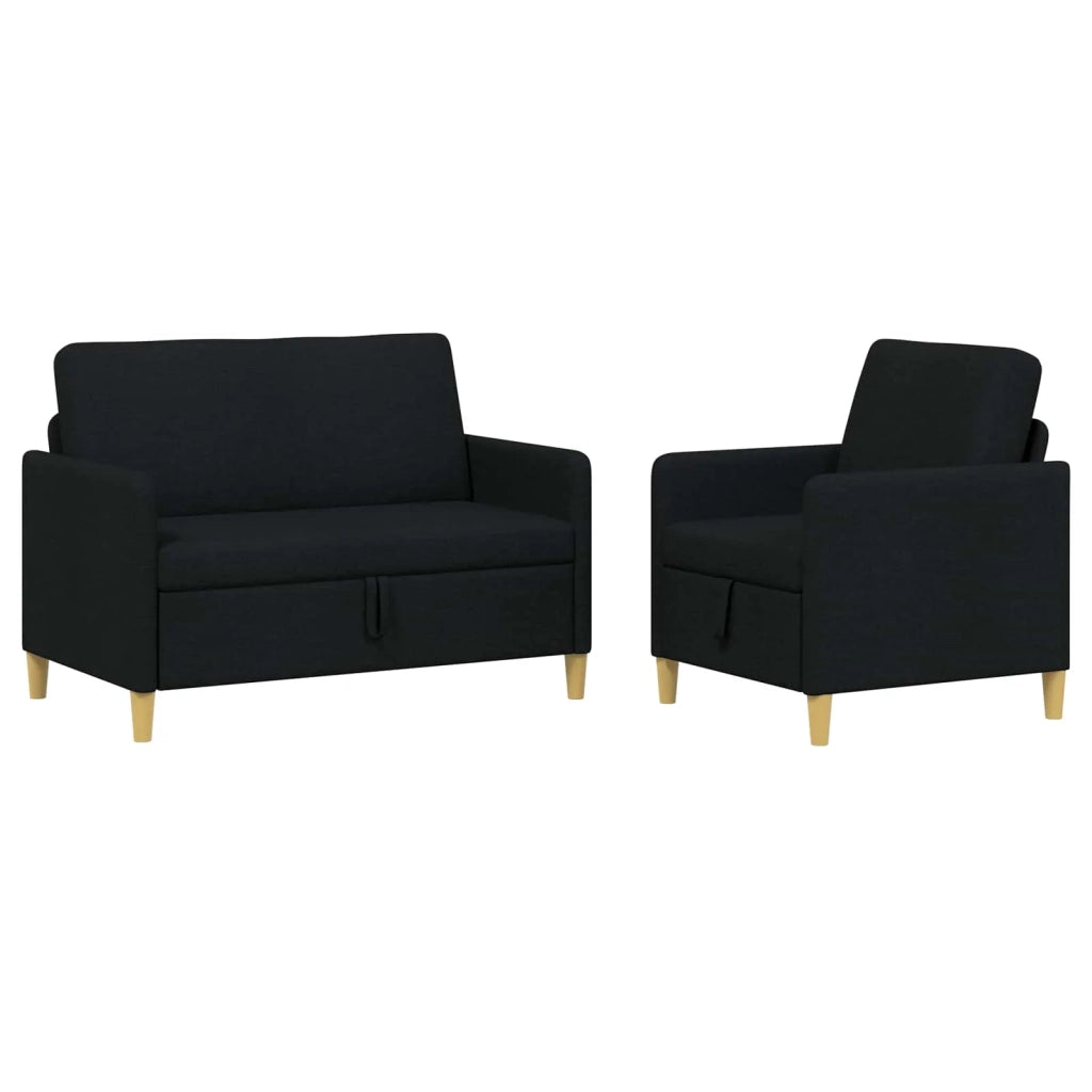 Set di Divani con Storage 2 pcs Nero Poliestere 3429150
