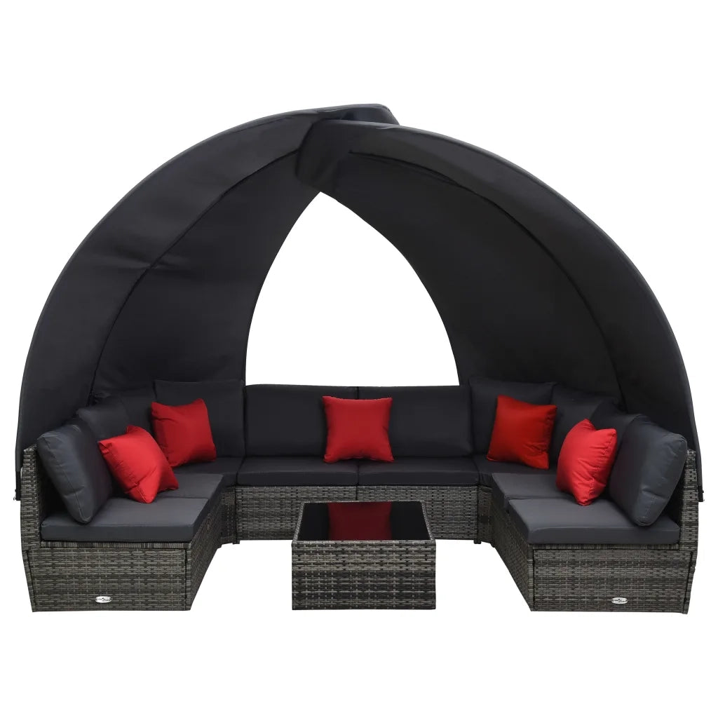 Set Divano Giardino 9 pz e Baldacchino in Polyrattan Antracite cod mxl 40475