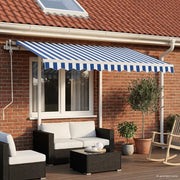 Tenda da Sole Retrattile Manuale con Pali 3x2,5 m Blu e Bianca 3069896