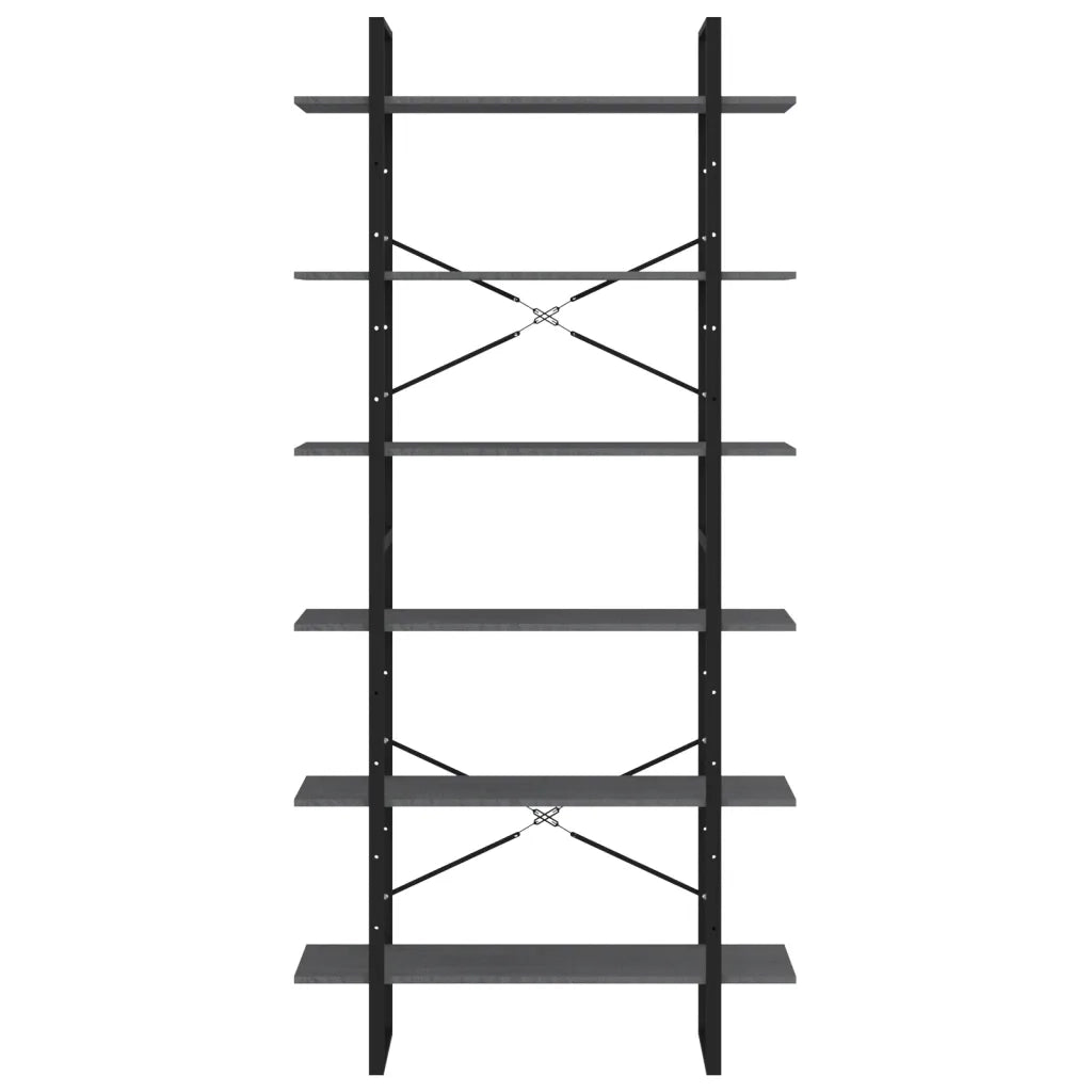 Scaffale Alto Grigio 100x30x210 cm in Legno Massello di Pino cod mxl 5989