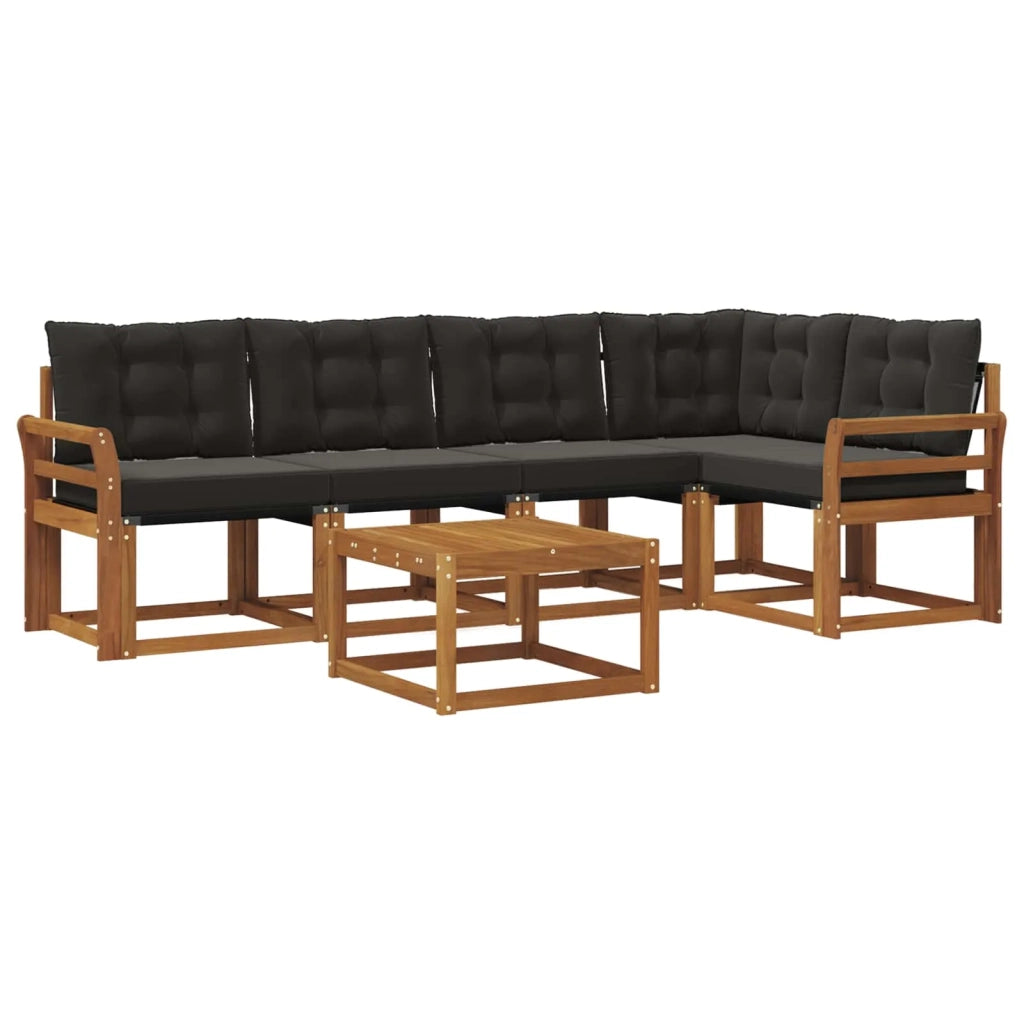 Set di divani da esterno con cuscino 6 pcs Naturale e Nero 3368691