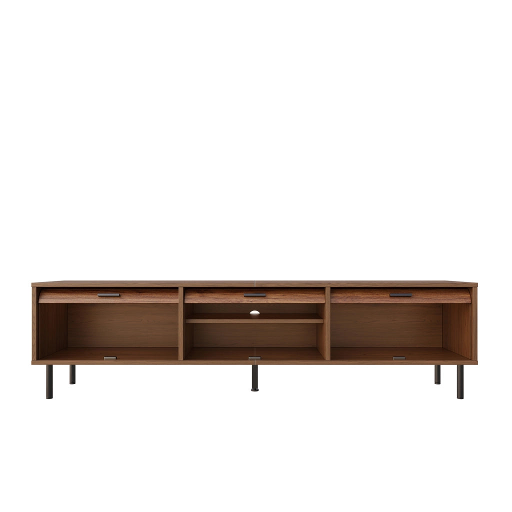 Mobile TV con 3 porte scorrevoli verso l'alto e 5 piedi in metallo; per soggiorno; 180 × 40 × 55 cm; noce