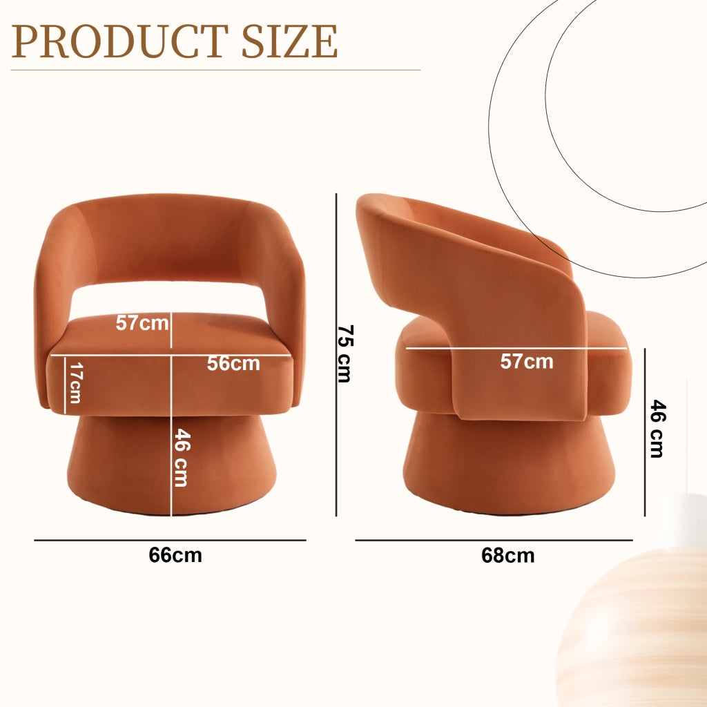 Poltrona Girevole 360¡ã in Velluto con Schienale Aperto ¨C MINIMAL ¨C Arancione
