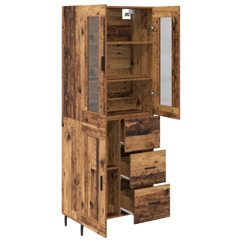 Credenza con cassetto 2 pz | Madia | Buffet da pranzo | Armadio da pranzo Legno vecchio Legno multistrato