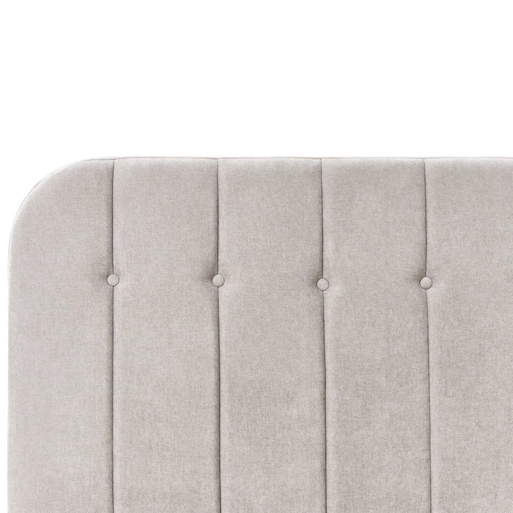 Letto matrimoniale 140 x 200 cm in tessuto di ciniglia Base letto a doghe Testiera trapuntata tortora