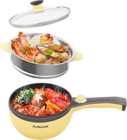 Mini Piastra Elettrica con Funzione di Vapore - Cottura Multifunzionale con Vaschetta di 20 cm per Cottura e Stufata