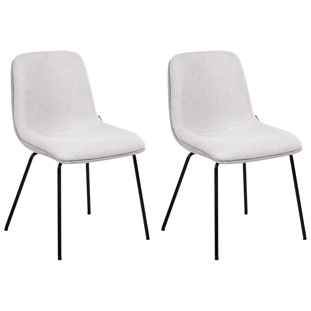 Set di 2 sedie da pranzo senza braccioli Tappezzeria Beige grigio chiaro scandinavo